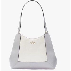 Kate Spade Womens Pebbled Leather Lena Grey Colorblock Large Shoulder Bag New